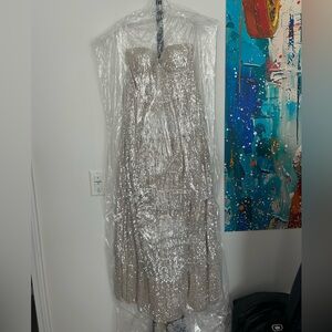 Elegant Sequin Strapless Prom Dress